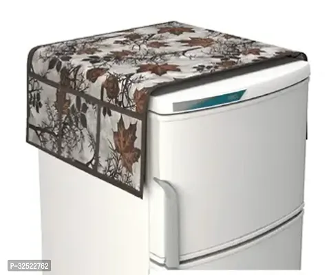 Designer Brown Polyester Printed Fridge Cover-thumb0