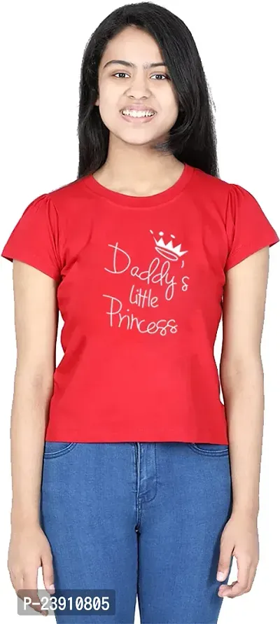 Stylish Red Cotton Blend Tees  For Girls-thumb0