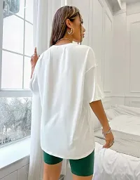 Elegant White Cotton Blend Printed Tshirt For Women-thumb1