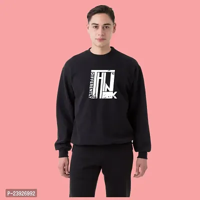 Trendy Black Cotton Blend Self Pattern Sweatshirts For Men-thumb0