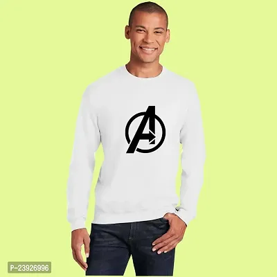 Trendy White Cotton Blend Self Pattern Sweatshirts For Men