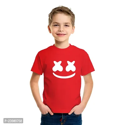 Beautiful Red Cotton Blend Tees For Boys