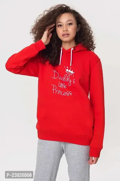 Trendy Red Cotton Blend Self Pattern Hoodies For Women-thumb0