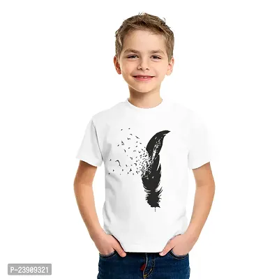 Beautiful White Cotton Blend Tees For Boys