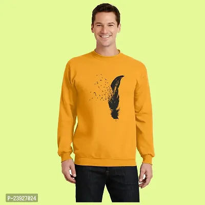 Trendy Yellow Cotton Blend Self Pattern Sweatshirts For Men-thumb0