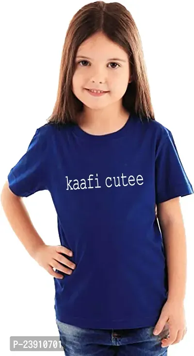 Stylish Blue Cotton Blend Tees  For Girls-thumb0