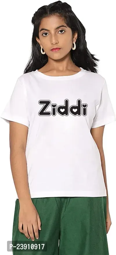 Stylish White Cotton Blend Tees  For Girls