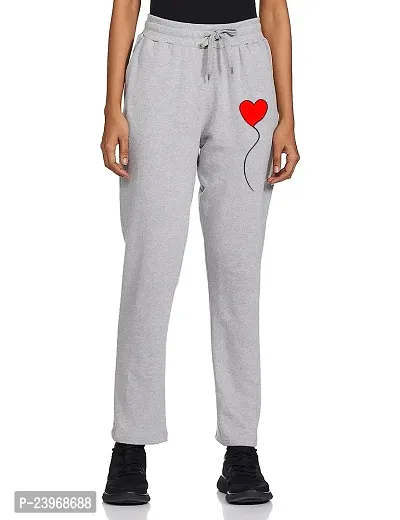 Elite Grey Cotton Blend Self Pattern Track Pant For Women