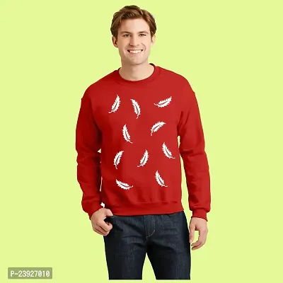 Trendy Red Cotton Blend Self Pattern Sweatshirts For Men