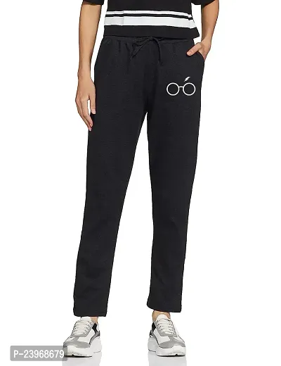 Elite Black Cotton Blend Self Pattern Track Pant For Women-thumb0