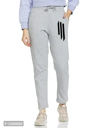 Elite Grey Cotton Blend Self Pattern Track Pant For Women-thumb0