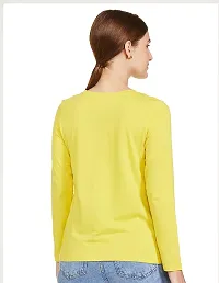 Elegant Yellow Cotton Blend Printed Full Sleeve Tshirt For Women-thumb1