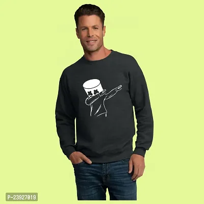 Trendy Black Cotton Blend Self Pattern Sweatshirts For Men