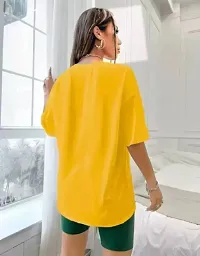 Elegant Yellow Cotton Blend Printed Tshirt For Women-thumb1