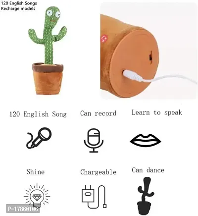 USB Charging Dancing Cactus Talking Toy for Baby. Lighting, Dancing, Wriggle  Singing Recording, Smart Cactus musical Tree toy for Kids, Entertaining Speaking Toys for Children (Talking Cactus Toy)-thumb3