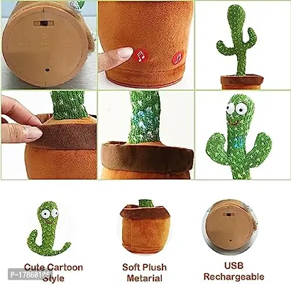 USB Charging Dancing Cactus Talking Toy for Baby. Lighting, Dancing, Wriggle  Singing Recording, Smart Cactus musical Tree toy for Kids, Entertaining Speaking Toys for Children (Talking Cactus Toy)-thumb4