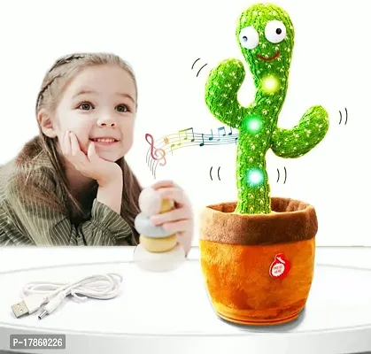 USB Charging Cactus Talking Toy for Baby. Lighting, Dancing, Wriggle  Singing Recording, Smart Cactus musical Tree toy for Kids, Entertaining Speaking Toys for Children (Talking Cactus Toy)-thumb0