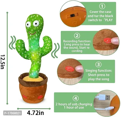 Dancing Cactus Talking Toy, Cactus Plush Toy  (Green)-thumb2