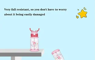 Water Bottle for Kids, Cute Design Water Bottle with Sipper, Sipper Bottle for Kids -Anti-Leak Kids Cartoon Water Bottle for Kids - 600 ML  PINK-thumb2