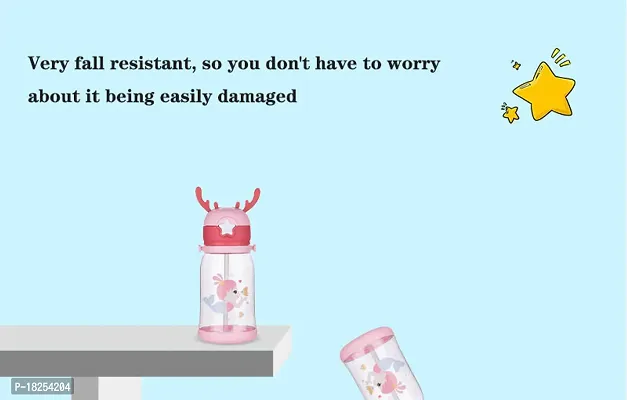 Water Bottle for Kids, Cute Design Water Bottle with Sipper, Sipper Bottle for Kids -Anti-Leak Kids Cartoon Water Bottle for Kids - 600 ML  PINK-thumb3