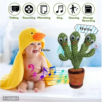 Rechargeable Dancing Cactus Talking Toys for Kids, Best Birthday Gift for Kids, Dancing, Singing and Voice Repeating Toy-thumb0