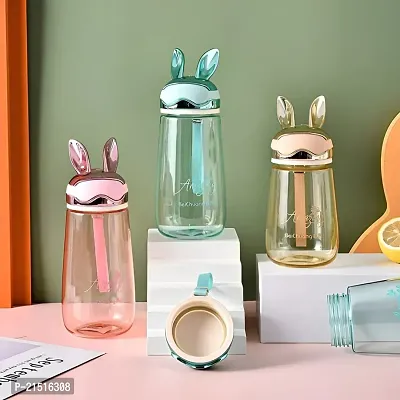 600Ml Cute Mini Water Bottle Rabbit Style Lovely Portable Travel Gift for Kids Bottle  (pack of 1, mutlicolour)-thumb0