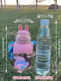 Cartoon water bottle tritan BPA Free Straw Water Bottle 650 ml Water Bottle (Pack of 1,PINK)-thumb1