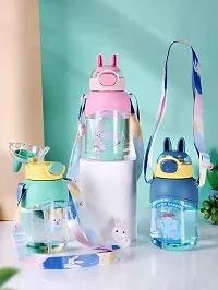 Kids for school Cartoon water bottle tritan BPA Free Straw Water Bottle 650 ml Water Bottle (Pack of 1,green)-thumb3