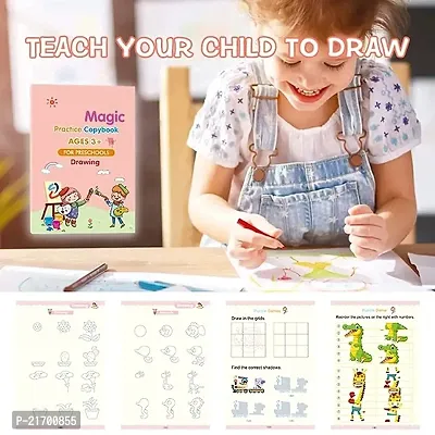 Child Toys Magic Practice Copy Book 4 Books and 10 Refills Number Drawing Alphabet Books (Magic Book)-thumb0