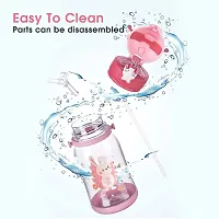 Cartoon water bottle tritan BPA Free Straw Water Bottle 650 ml Water Bottle (Pack of 1,PINK)-thumb1