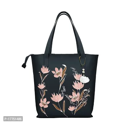 MIAMI TRADERS Stylish Black PU Handheld Bag Handbags For Girls and Women Free Size-thumb0