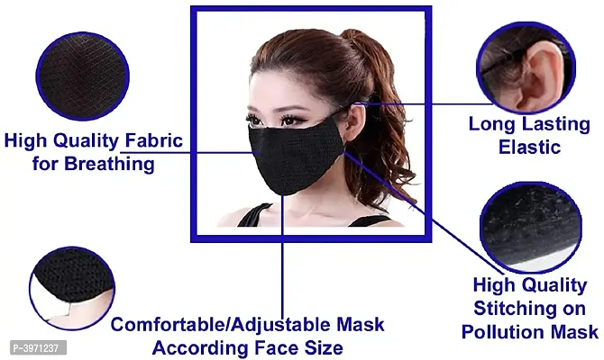 Orvax Care Black Bike Riding Pollution Face Mask for Men  Women (D4) Pack of 2-thumb4