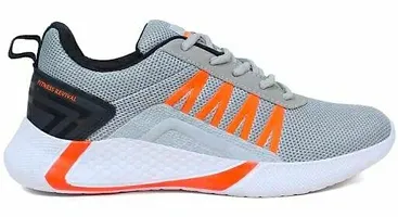 Genial Stylish Grey Synthetic Leather Sports Shoes For Men-thumb1