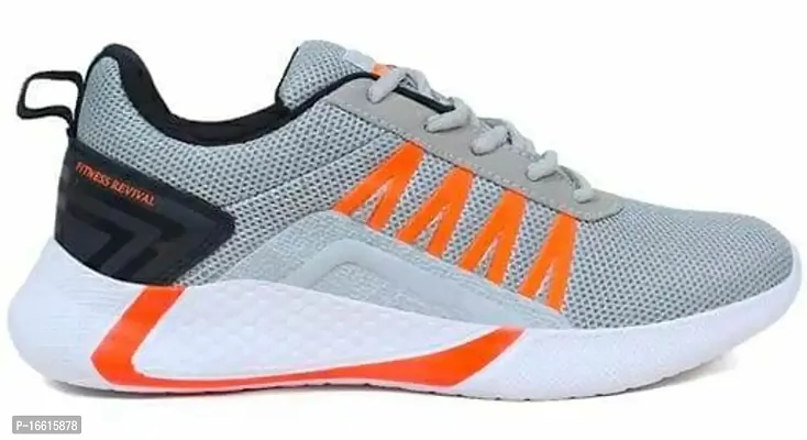 Genial Stylish Grey Synthetic Leather Sports Shoes For Men-thumb2