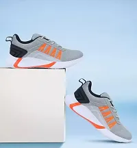 Genial Stylish Grey Synthetic Leather Sports Shoes For Men-thumb4