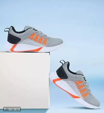 Genial Stylish Grey Synthetic Leather Sports Shoes For Men-thumb5