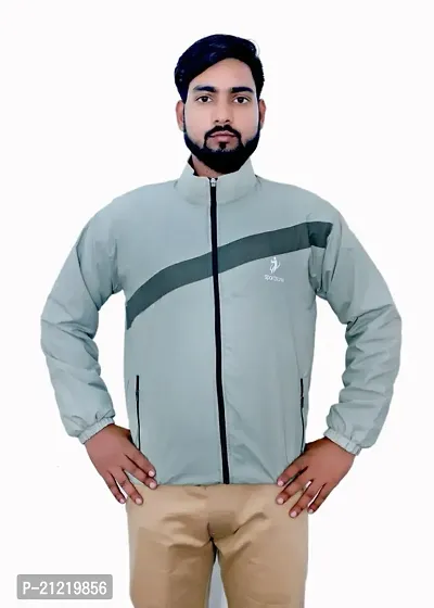 Stylish Polyester Solid Long Sleeves Sporty Jacket For Men-thumb0