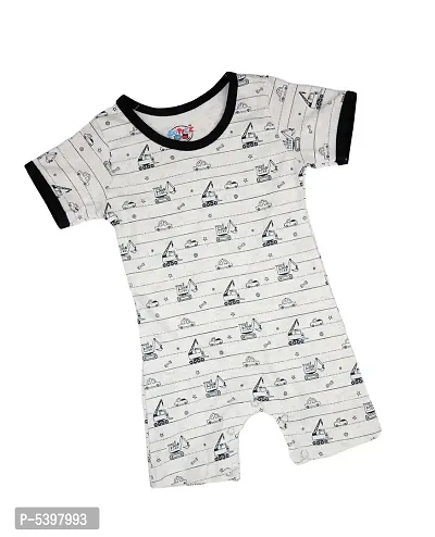 Cute Cotton Grey Printed New Born Baby Rompers For Boys