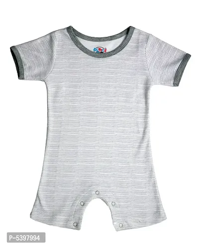 Cute Cotton Grey Striped New Born Baby Rompers For Boys-thumb0