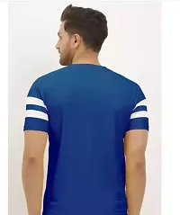 Reliable Blue Polyester Colourblocked Round Neck Tees For Men-thumb1