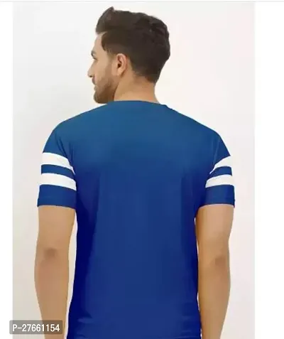 Reliable Blue Polyester Colourblocked Round Neck Tees For Men-thumb2