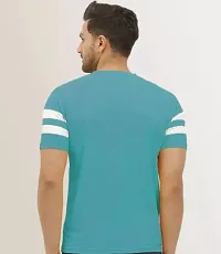 Reliable Blue Polyester Colourblocked Round Neck Tees For Men-thumb1