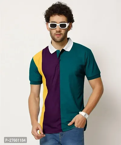 Elegant Cotton Colourblocked Polos For Men And Boys-thumb0