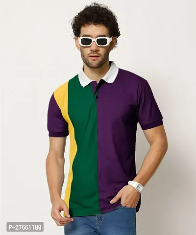 Elegant Cotton Colourblocked Polos For Men And Boys