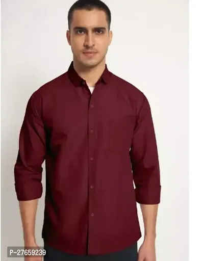 Elegant Cotton Solid Long Sleeves Casual Shirts For Men-thumb0