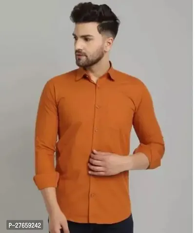 Elegant Cotton Solid Long Sleeves Casual Shirts For Men-thumb0