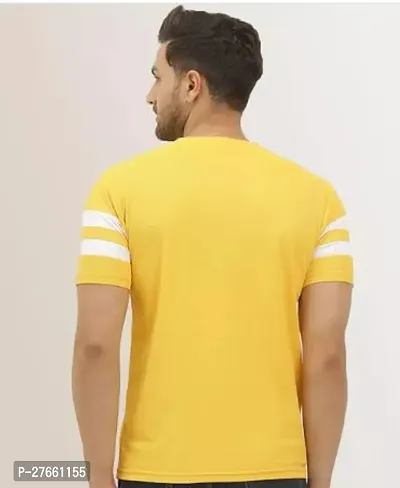 Reliable Yellow Polyester Colourblocked Round Neck Tees For Men-thumb2