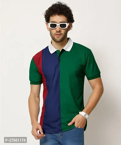 Elegant Cotton Colourblocked Polos For Men And Boys