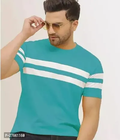 Reliable Blue Polyester Colourblocked Round Neck Tees For Men-thumb0