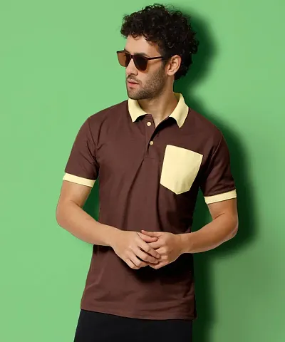 Reliable Polyester Blend Solid Polos T-Shirt For Men